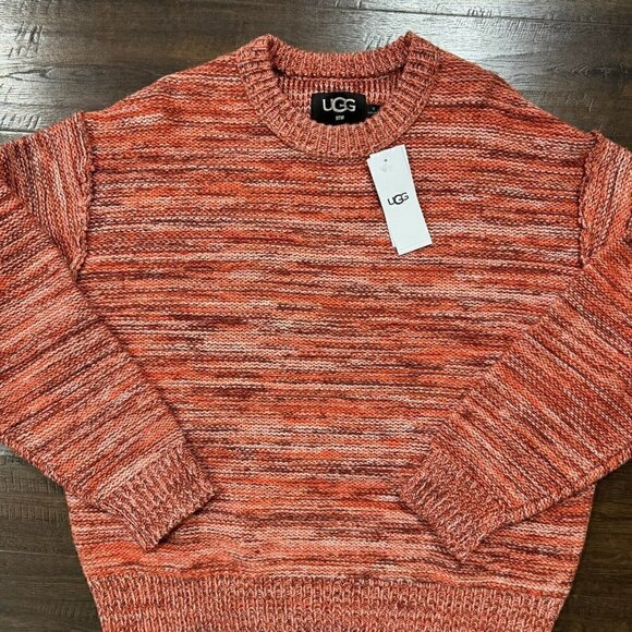 UGG Women Avianna Wool Blend Pullover Sweater Crew Neck Salmon Pink XL - Picture 2 of 10